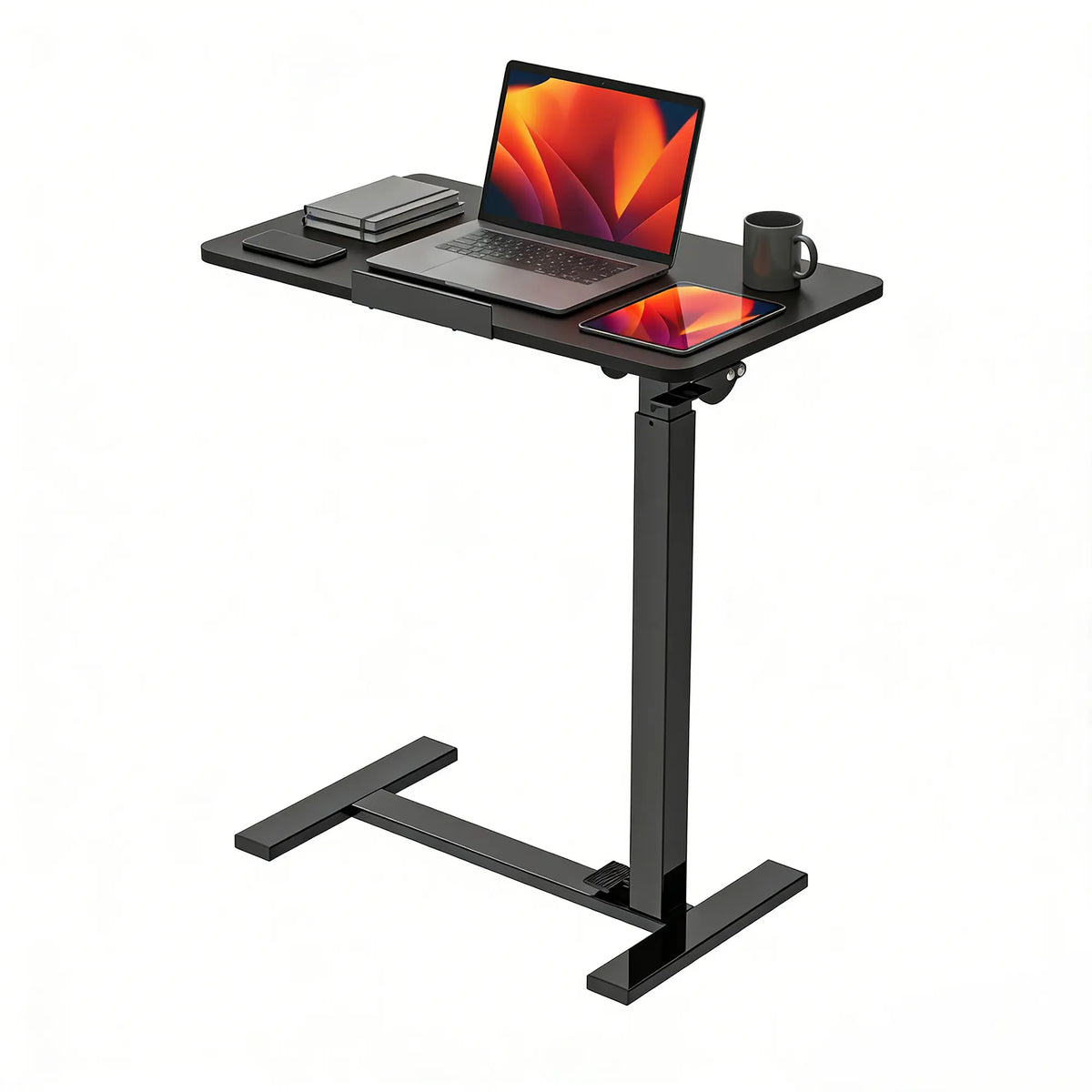 Tiltable, height-adjustable, and movable standing laptop desk